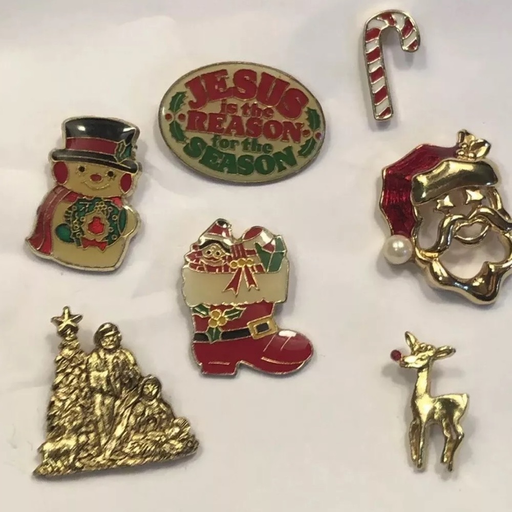 Vintage Christmas Lapel Pin Lot Holidays